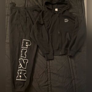 pink VS zip up and jogger sweatpants set size M